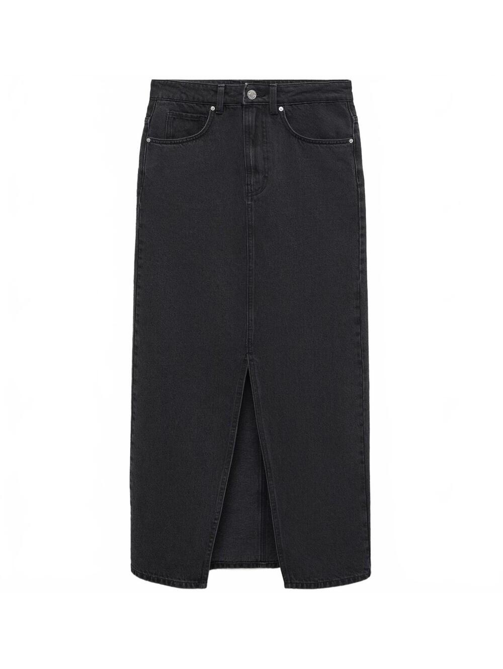 Mango Slit Denim Skirt Black Wash NWT 1XL